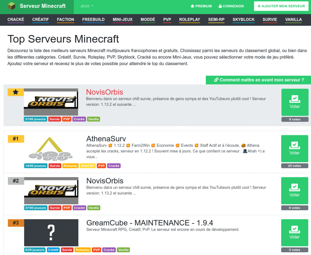 Top Serveur Serveur-Minecraft.com